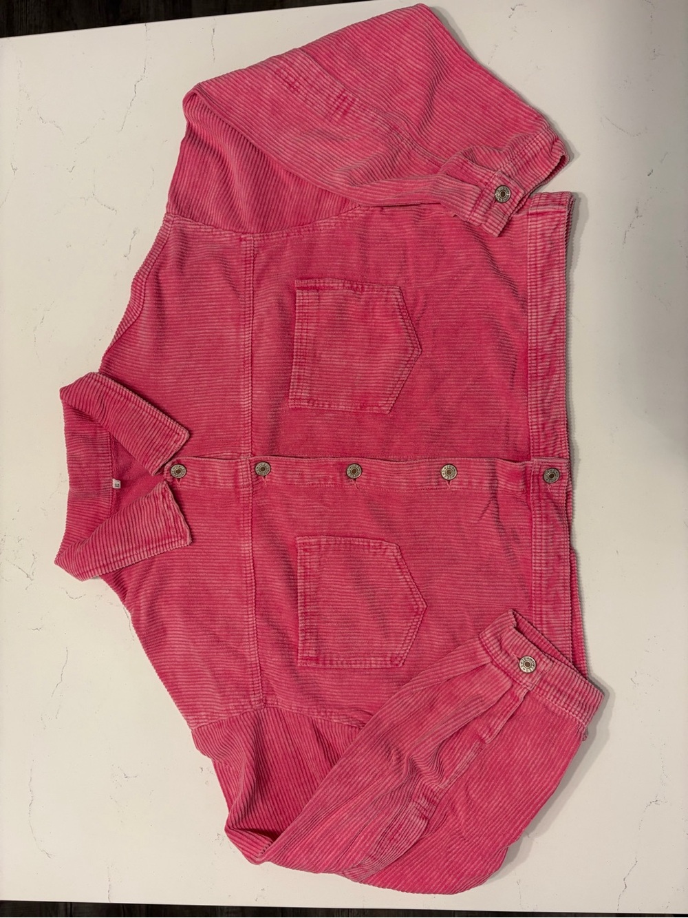 Womens Pink Corduroy Jean Jacket - Rhinestone Tassels